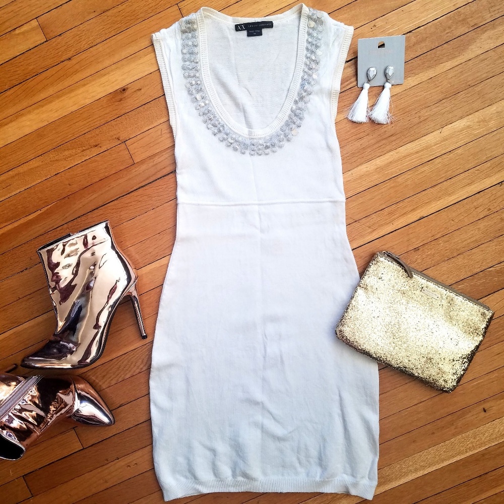 Armani Exchange Jewel Neck Insert Mini Dress